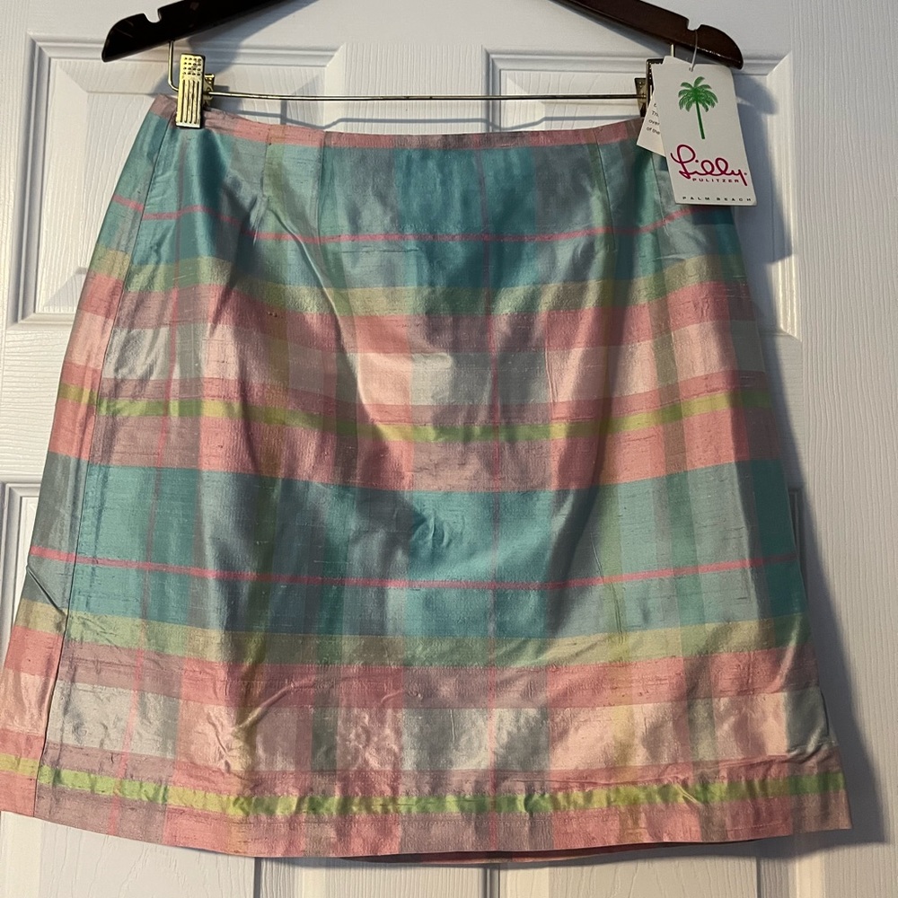 Lilly Pulitzer raw silk mini skirt size 12